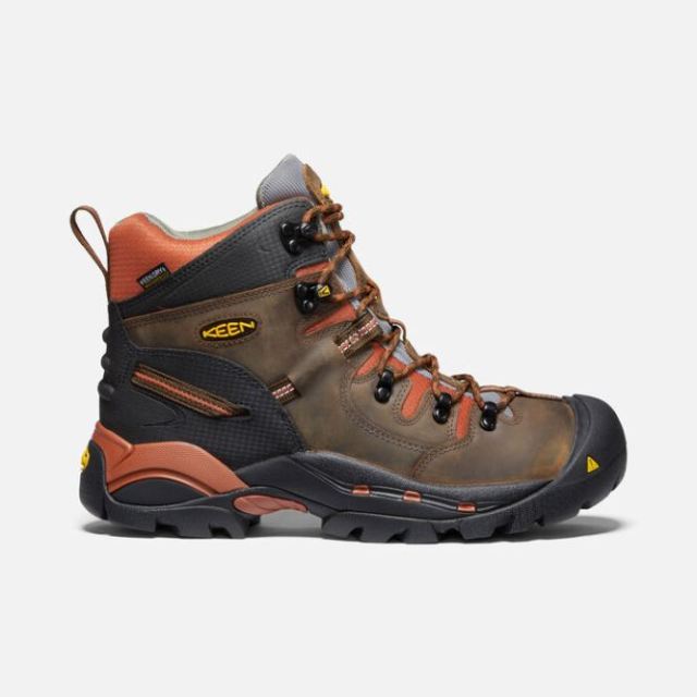 Keen Men's Pittsburgh 6" Waterproof Boot (Soft Toe)-Cascade Brown/Bombay Brown