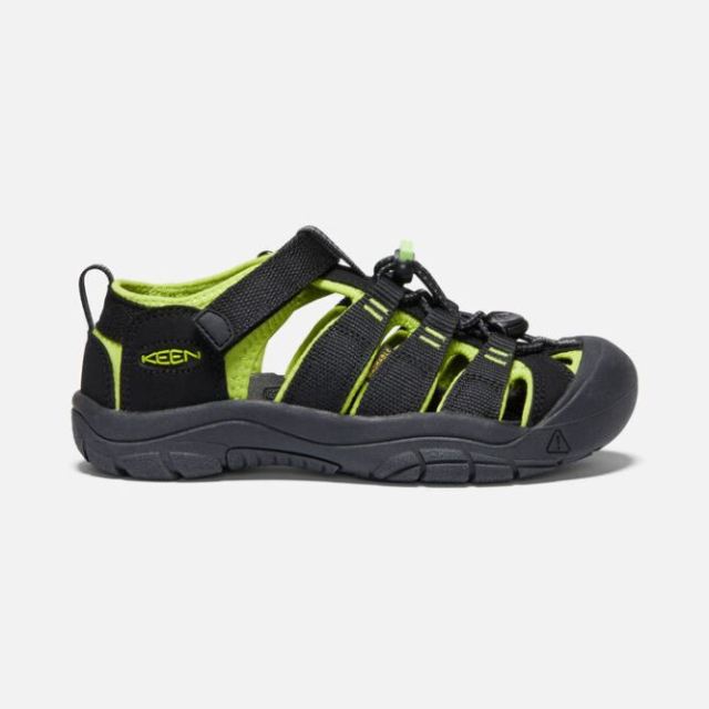 Keen Big Kids' Newport H2-Black/Lime Green