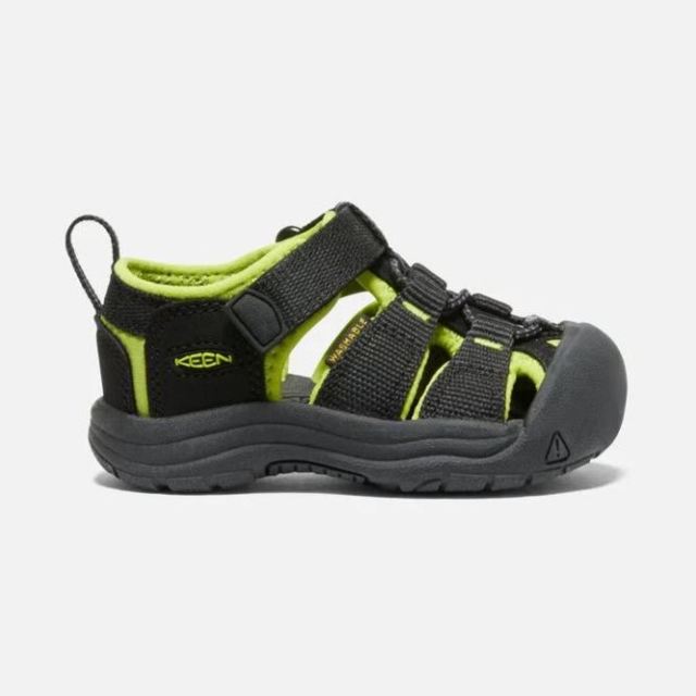 Keen Toddlers' Newport H2-BLACK/LIME GREEN