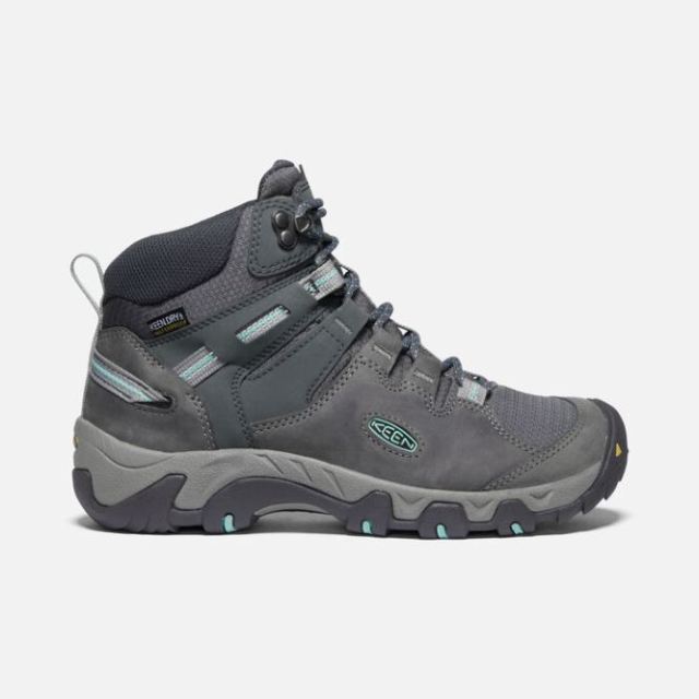 Keen Women's Steens Leather Waterproof Boot-Steel Grey/Ocean Wave