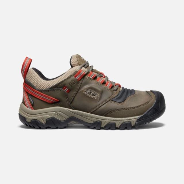 Keen Men's Ridge Flex Waterproof-Timberwolf/Ketchup