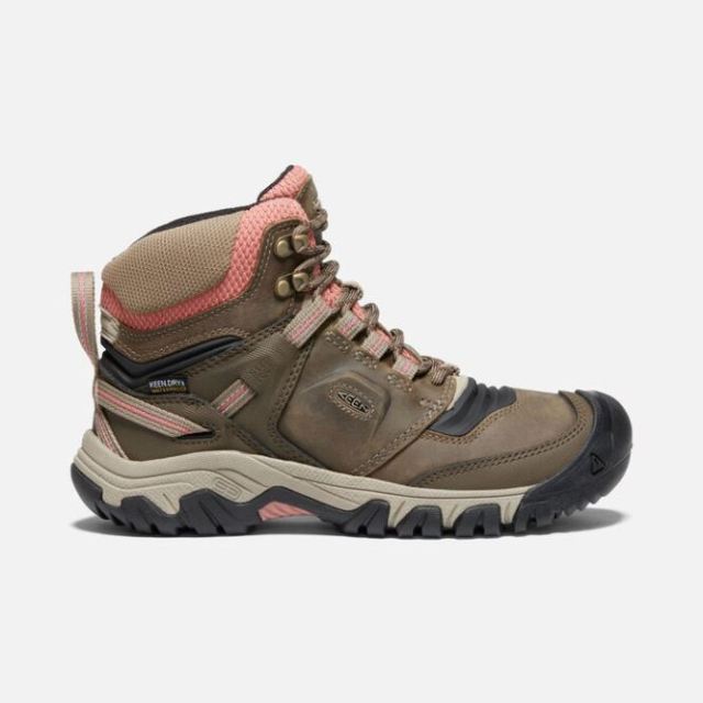 Keen Women's Ridge Flex Waterproof Boot-Timberwolf/Brick Dust