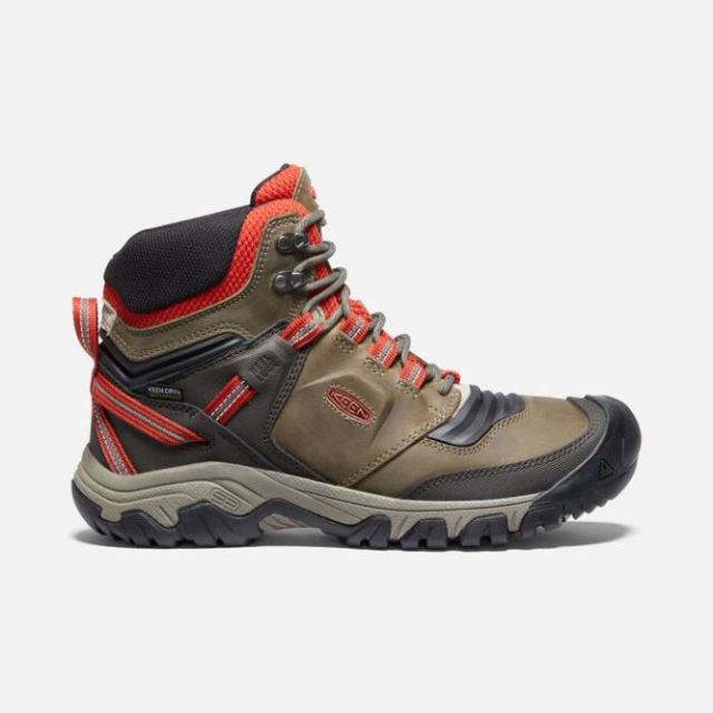 Keen Men's Ridge Flex Waterproof Boot Wide-Dark Olive/Ketchup