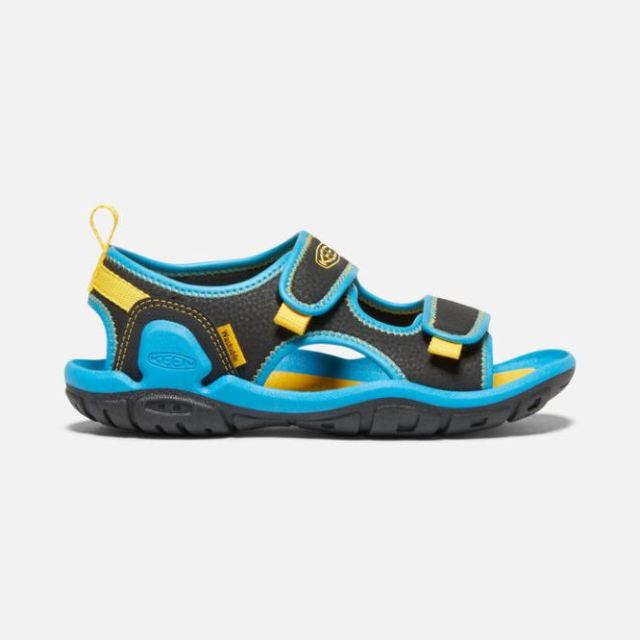 Keen Big Kids' Knotch Creek Open-Toe Sandal-Black/Vivid Blue